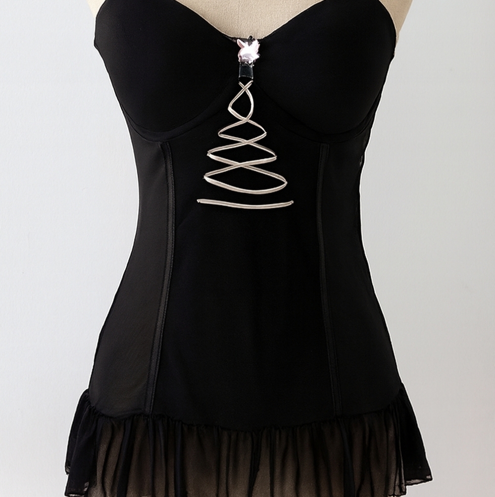 Sophie B Lingerie Size Large Padded Cups Adjustable Straps Black Pink Sheer